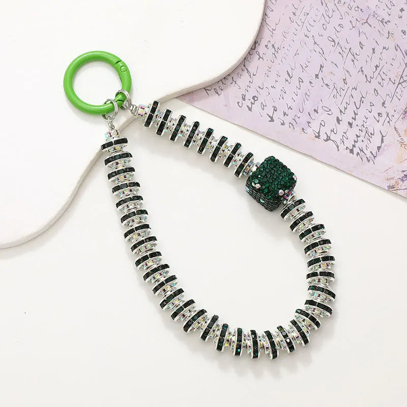 Emerald phone charm with cube