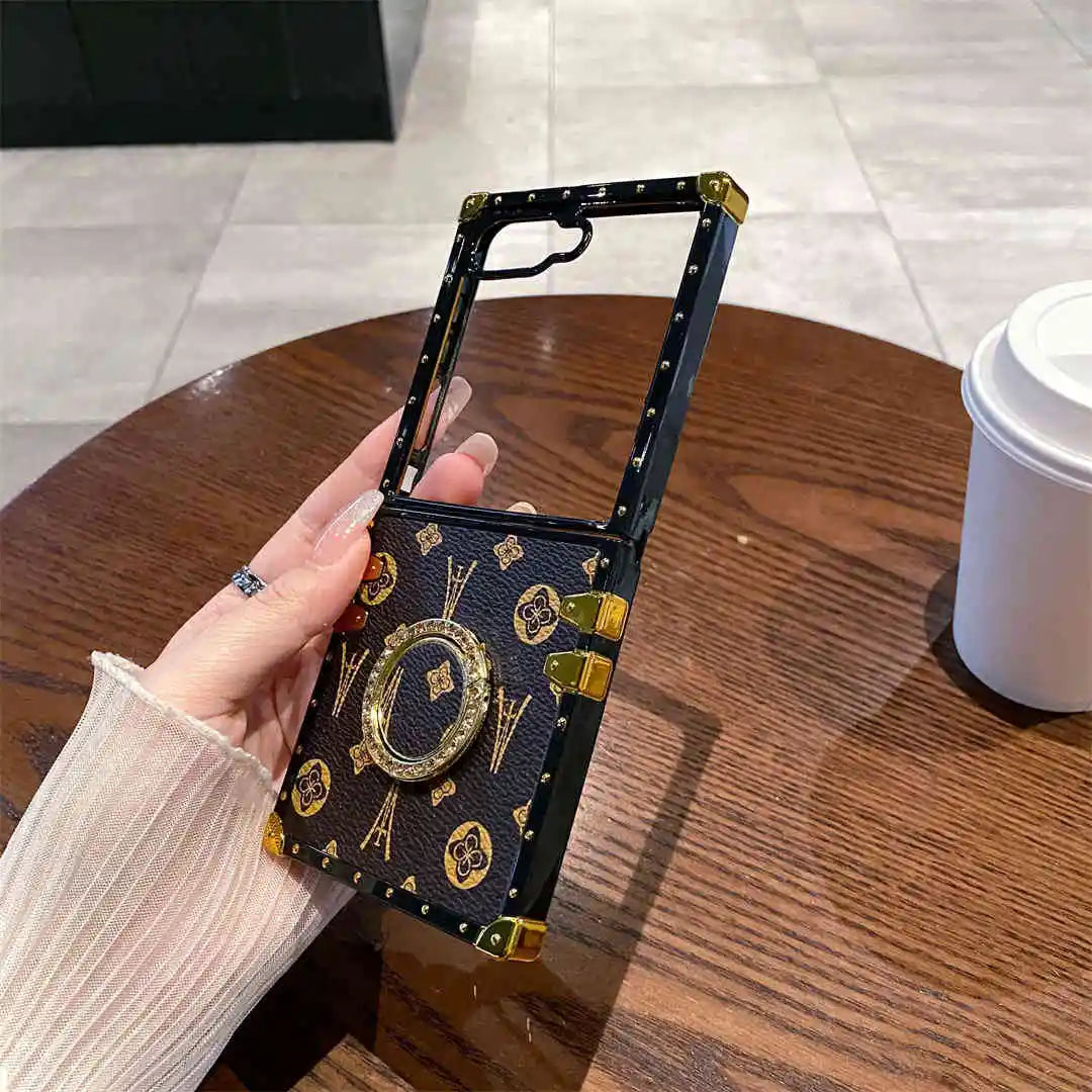 leather galaxy z flip 7 case with ring