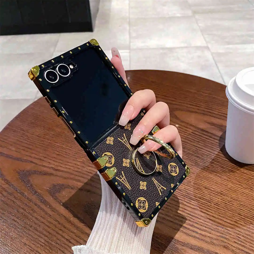 Designer Samsung Z flip 7 case with ring holder