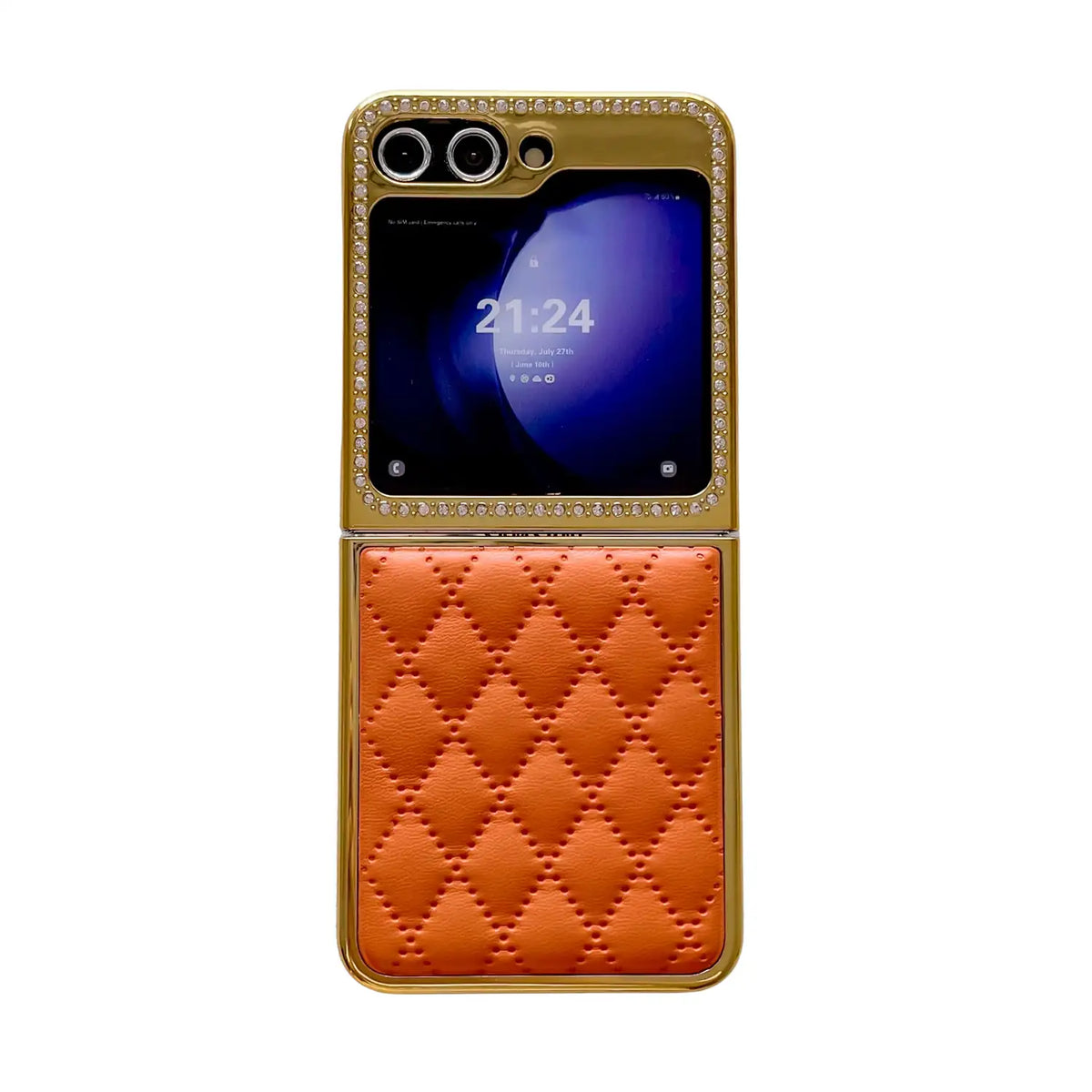 Designer leather galaxy z flip 6 case