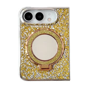 Gold Mirror Halo Duo iPhone Duo case with glitter finish and circular mirror ring stand