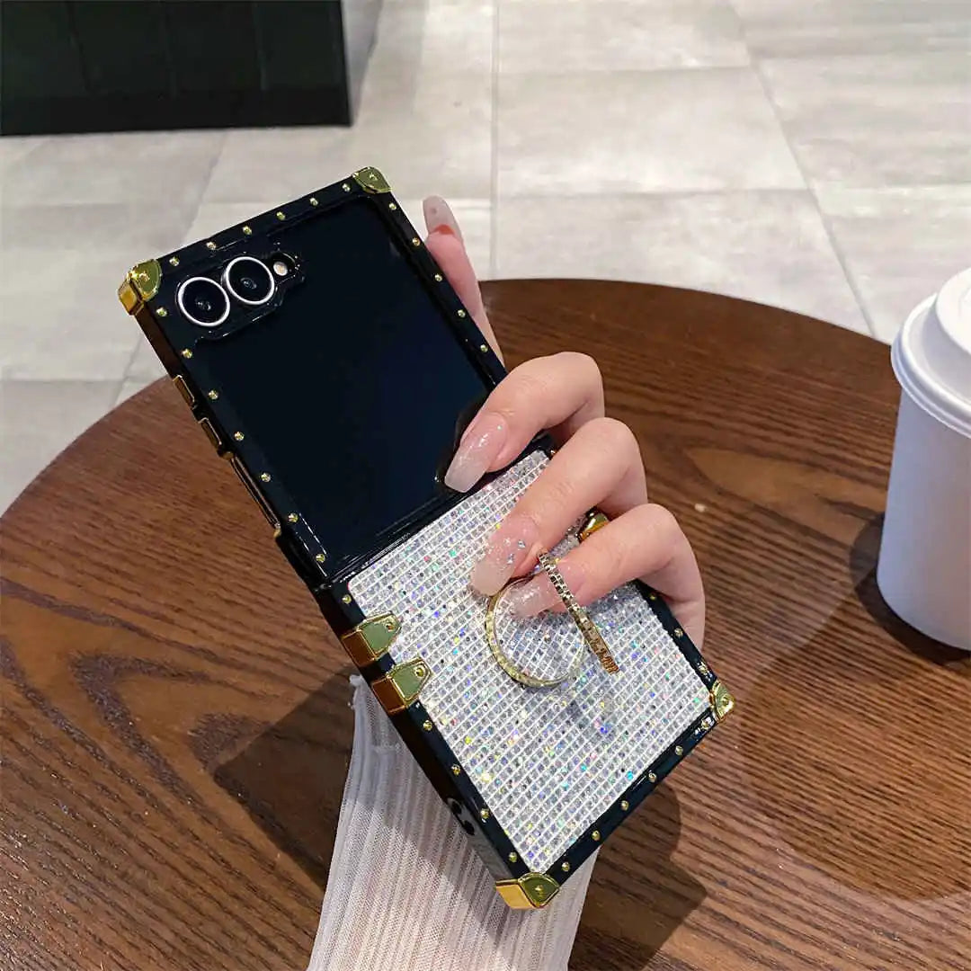 white sparkly Samsung Z flip 7 case