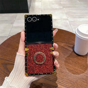 Red sparkly Galaxy Z flip 7 case with ring