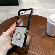 white sparkly Samsung Z flip 7 case with ring