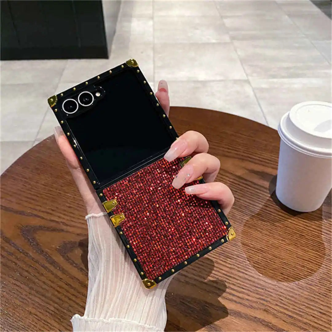 Red sparkly Samsung Z flip 7 case