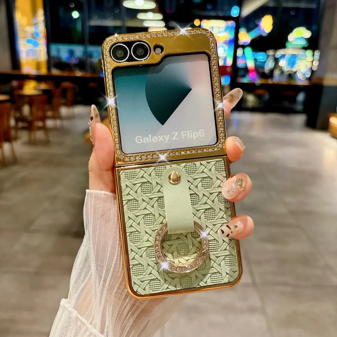 Woven Phone Case for Galaxy Z Flip 5/6 with Ring