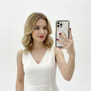 white floral square iphone case