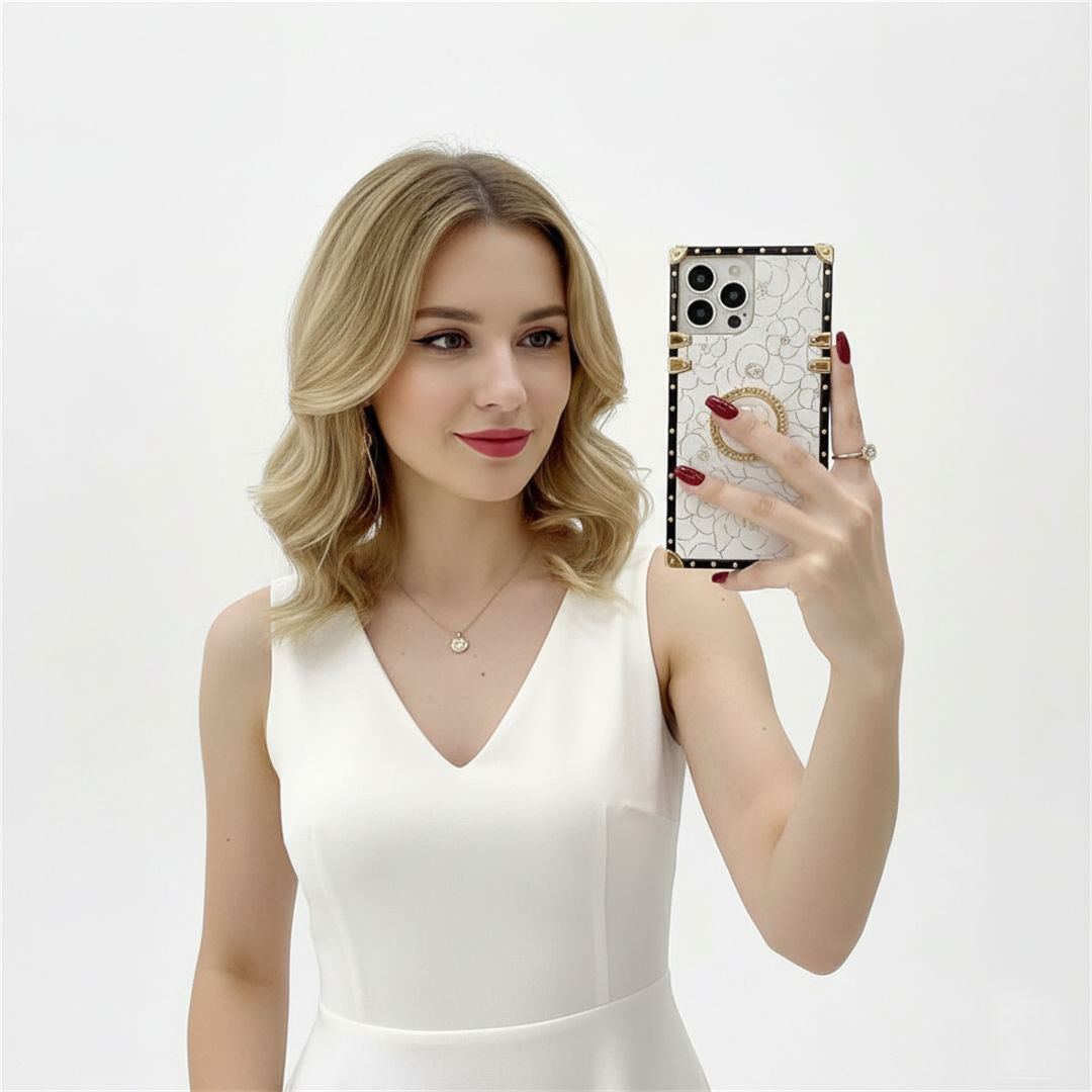 white floral square iphone case