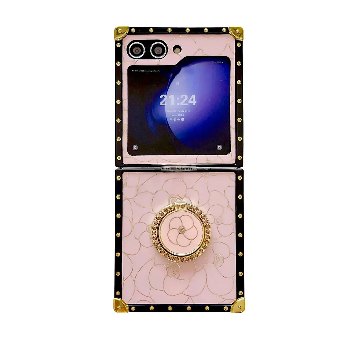 pink abstract floral galaxy z flip 5 case