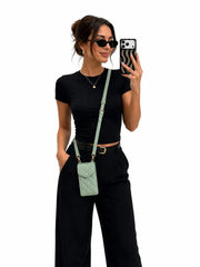 A female model is taking a selfie with clear square iphone case