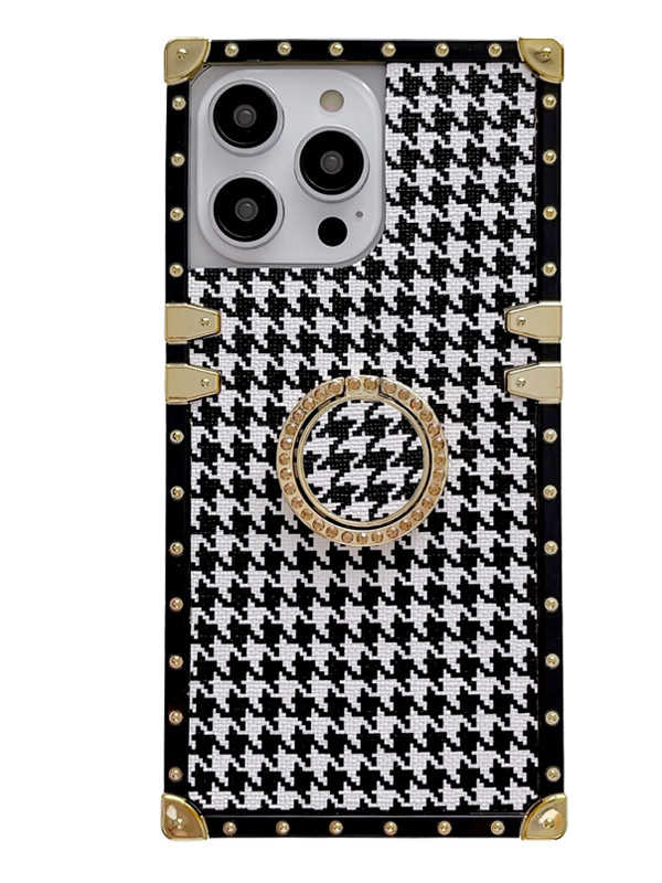 Cross Floral Houndstooth Square iPhone Case