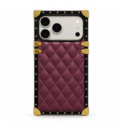 burgundy quilted square trunk phone case