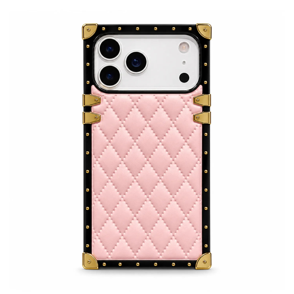 pink quilted square trunk phone case