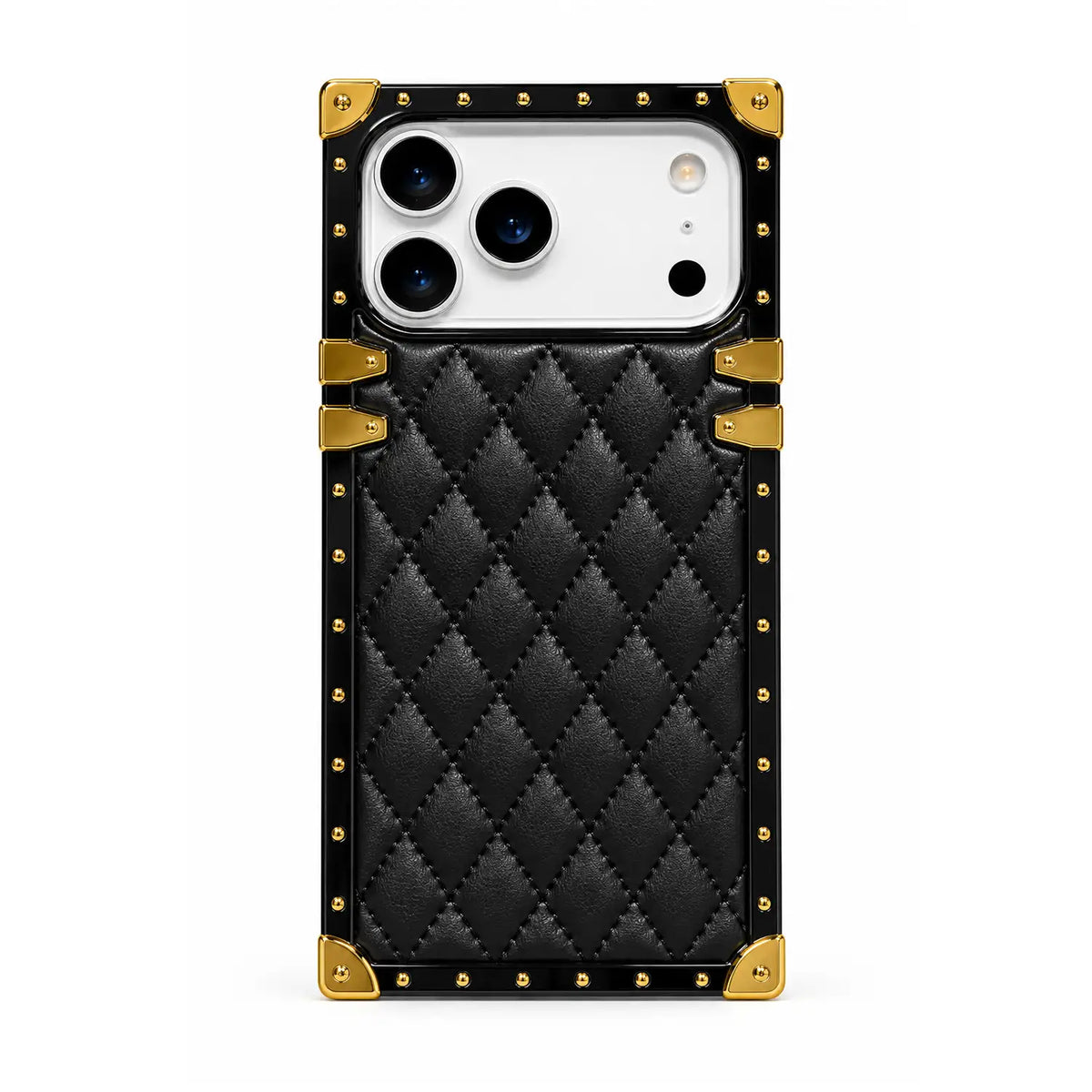black quilted square trunk phone case