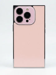 Pink phone case with camera lenses on a white background