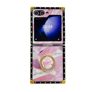 geo marble z flip phone case