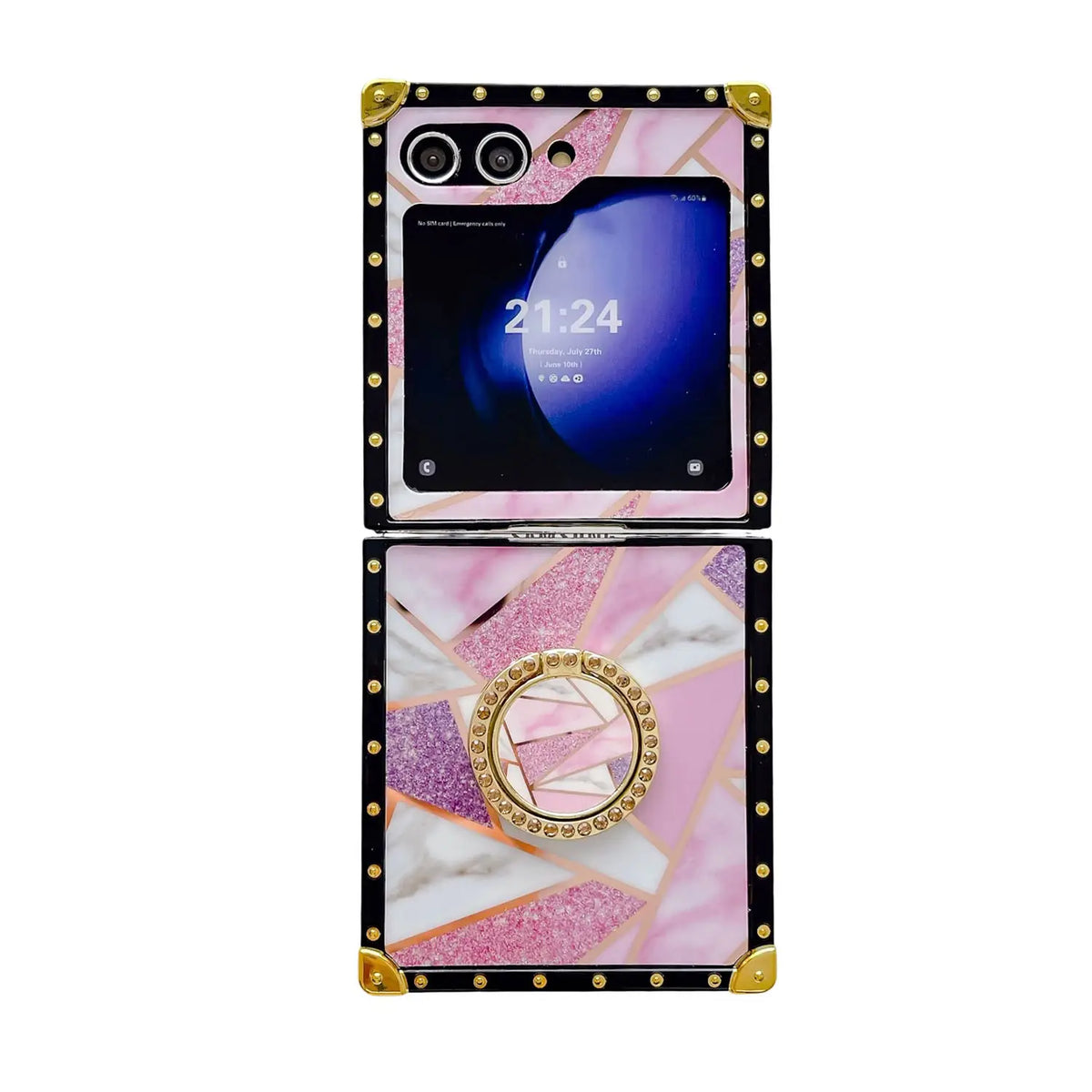 geo marble z flip phone case