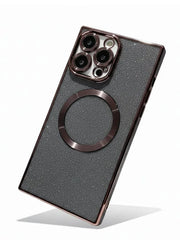 glitter black square phone case