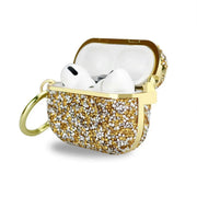 Gold Glittery AirPods Case with lid open, showing white earbuds inside