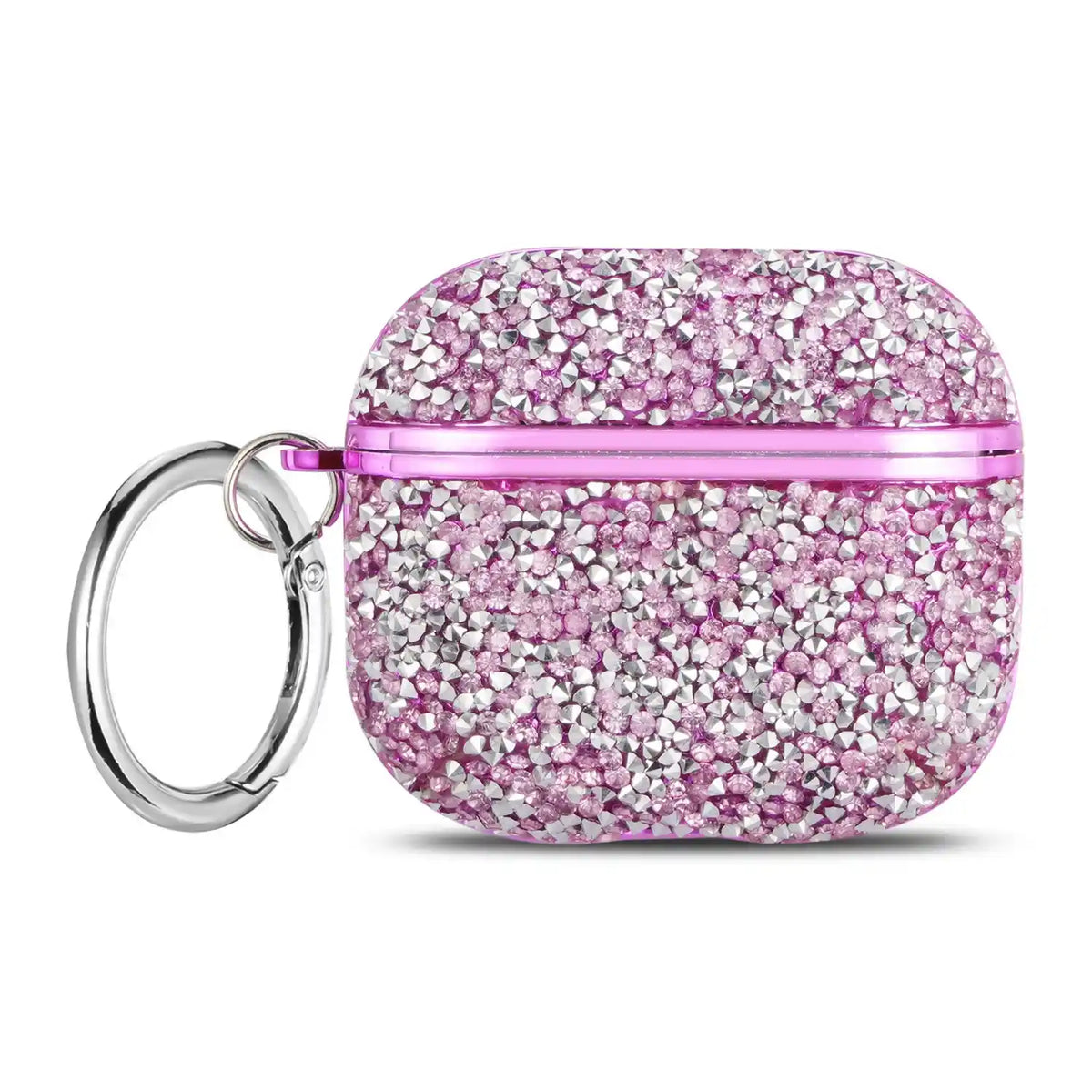 Purple Glittery AirPods Case with sparkling flakes and purple-tone trim
