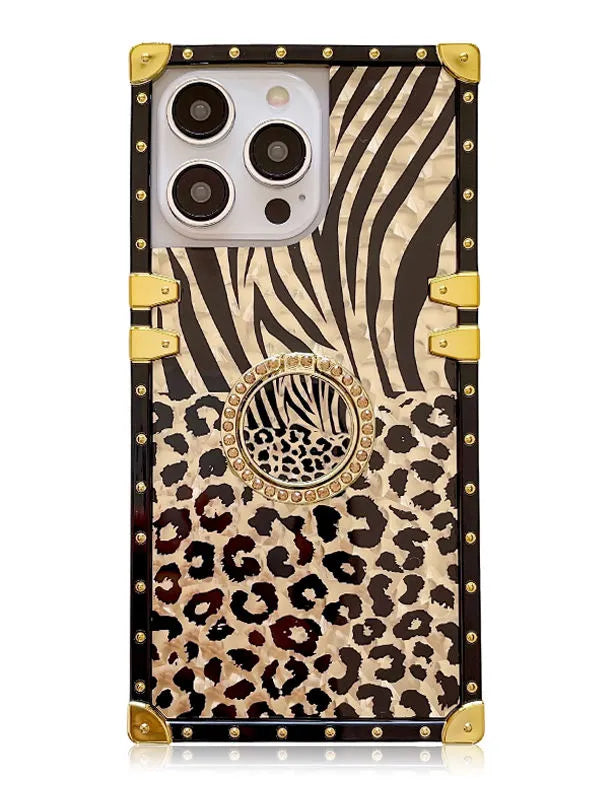 glitter leopard square trunk case