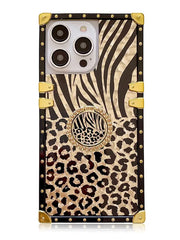 glitter leopard square trunk case
