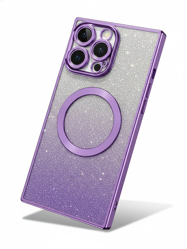 glitter square phone case magsafe