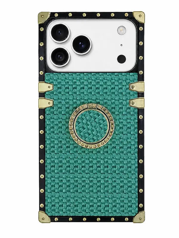 Green tweed square-trunk iPhone case