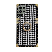 Houndstooth galaxy phone case with ring
