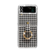 Houndstooth galaxy z flip 3 case silver