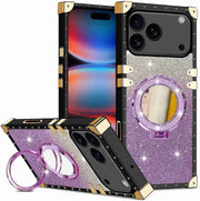 Purple Phone case with mirror and ring holder on a white background