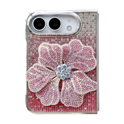 Pink Crystal Bloom Duo iPhone Duo case with a raised rhinestone flower and crystal-covered back