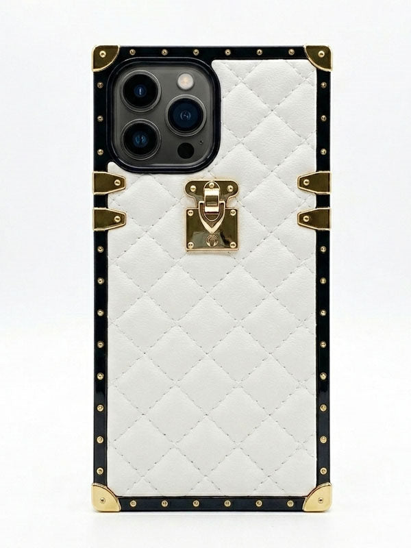 quilted leather square iphone case