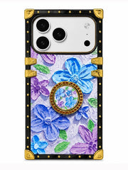 blue and purple oil painting square trunk phone case