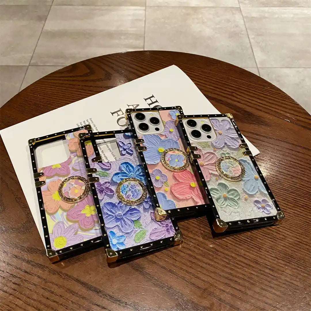 4 oil painting square trunk phone cases