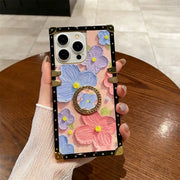 oil painting square trunk phone case in hand