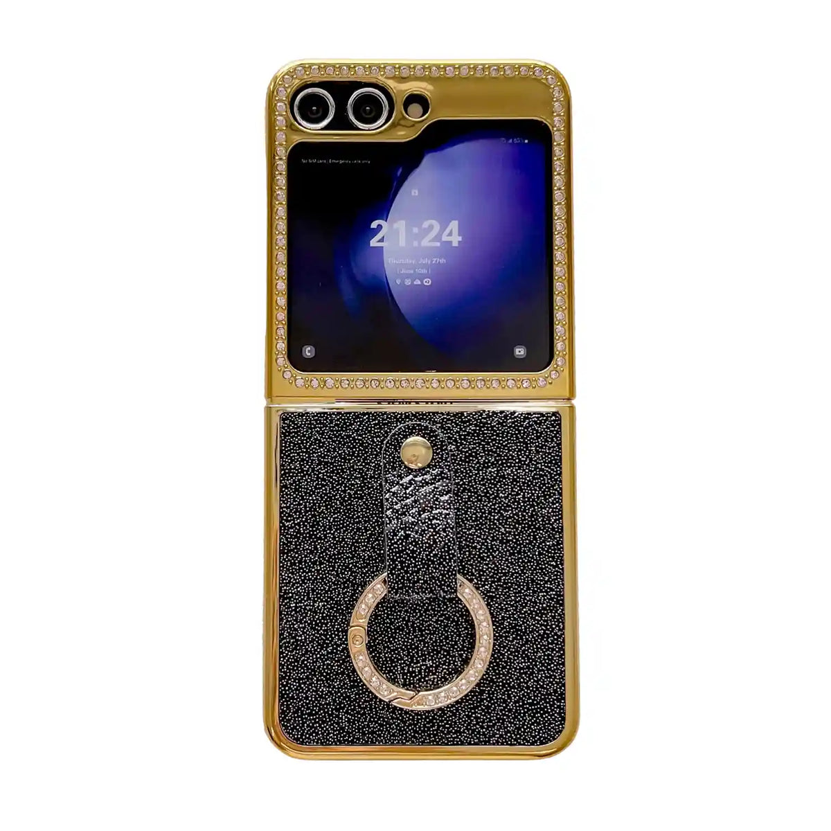 sparkly Galaxy z flip 5 case with ring
