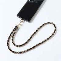 Woven Leather Chain Phone Wristlet with Clasp