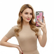pink flower square phone case