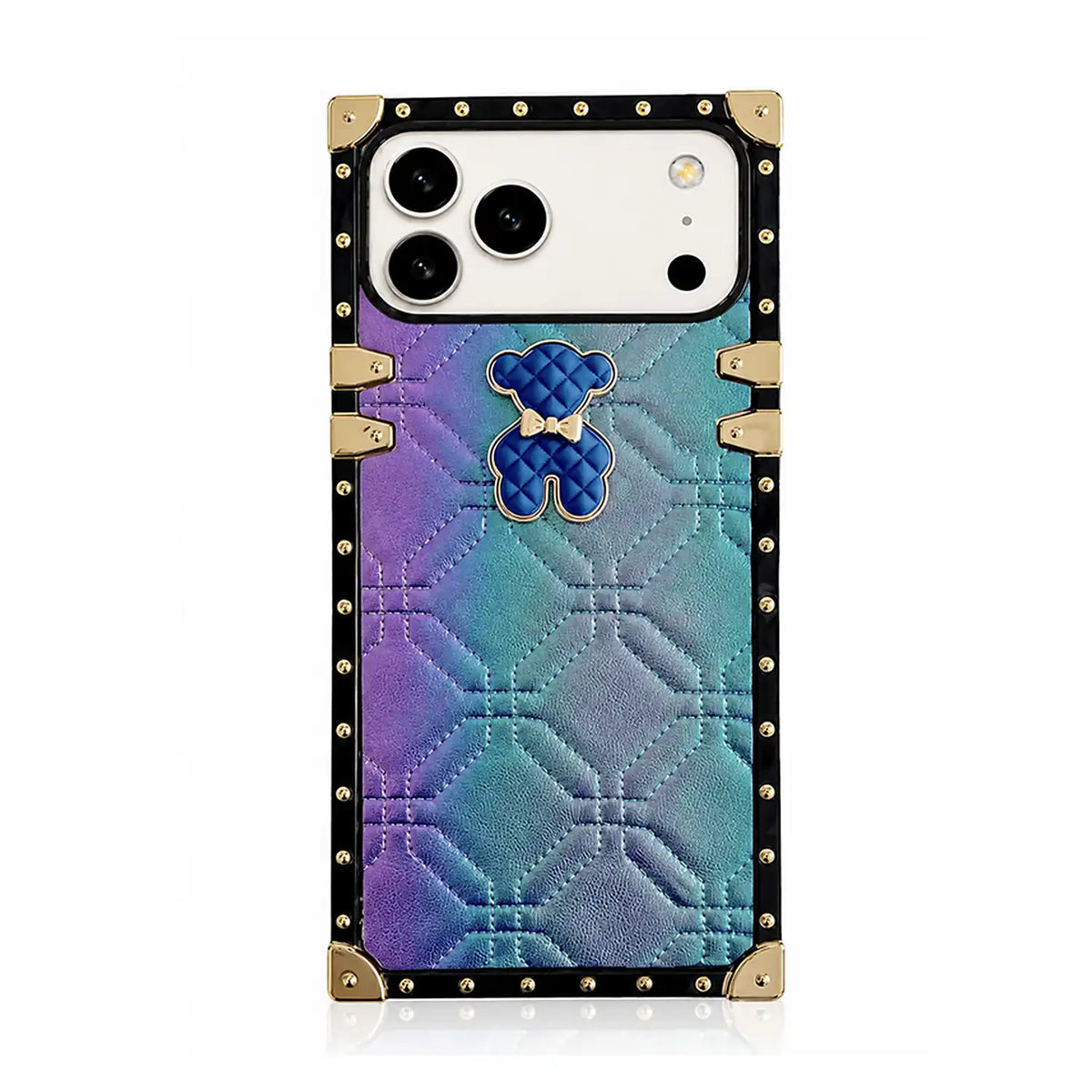 cute bear square-trunk iPhone case blue