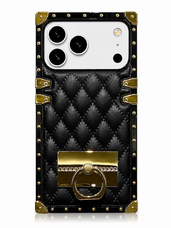 quilted iPhone trunk case with finger ring