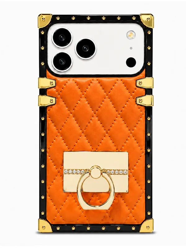 orange quilted square iPhone case