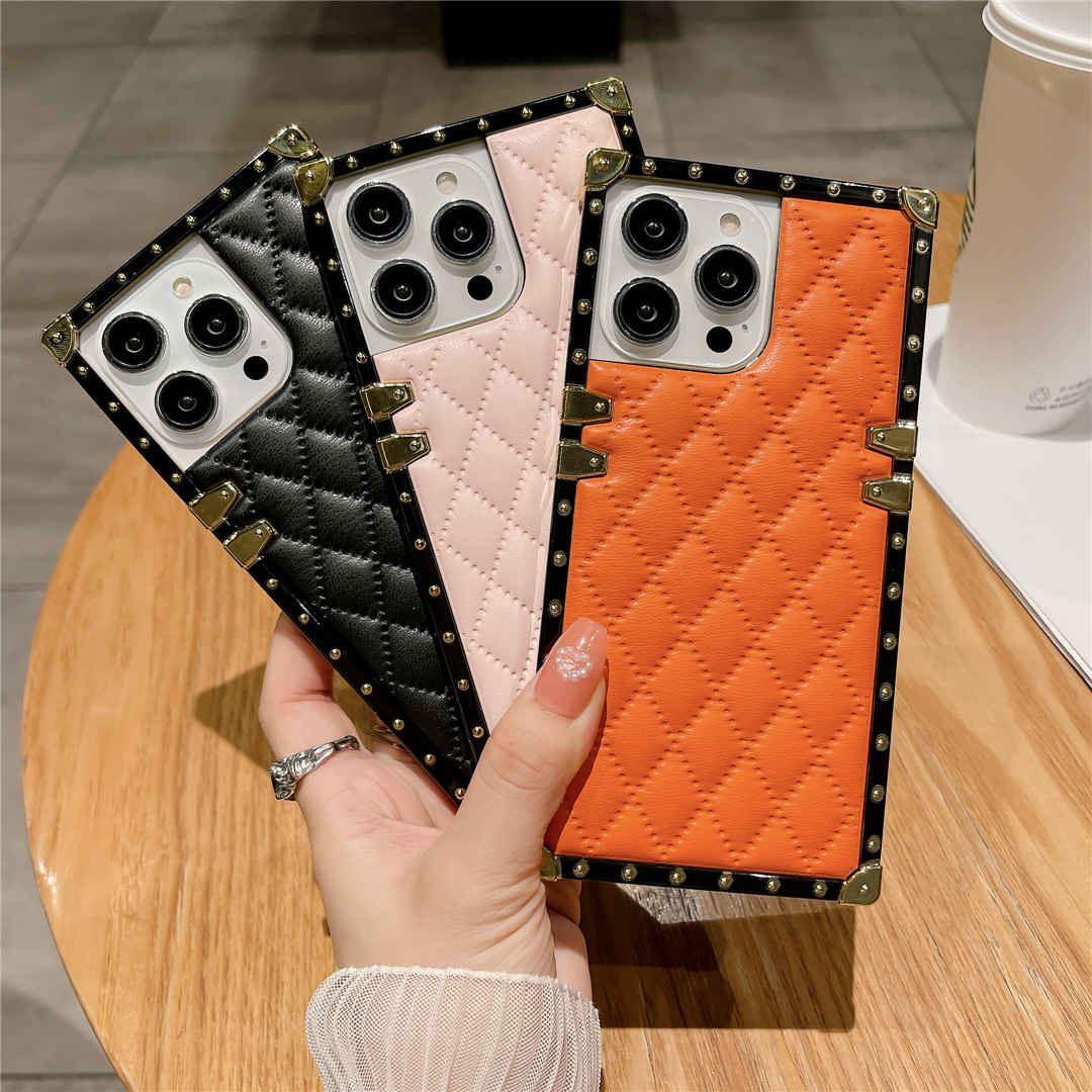 Fashion Square Leather Phone Case For Iphone 11 12 Pro Max Xs Max