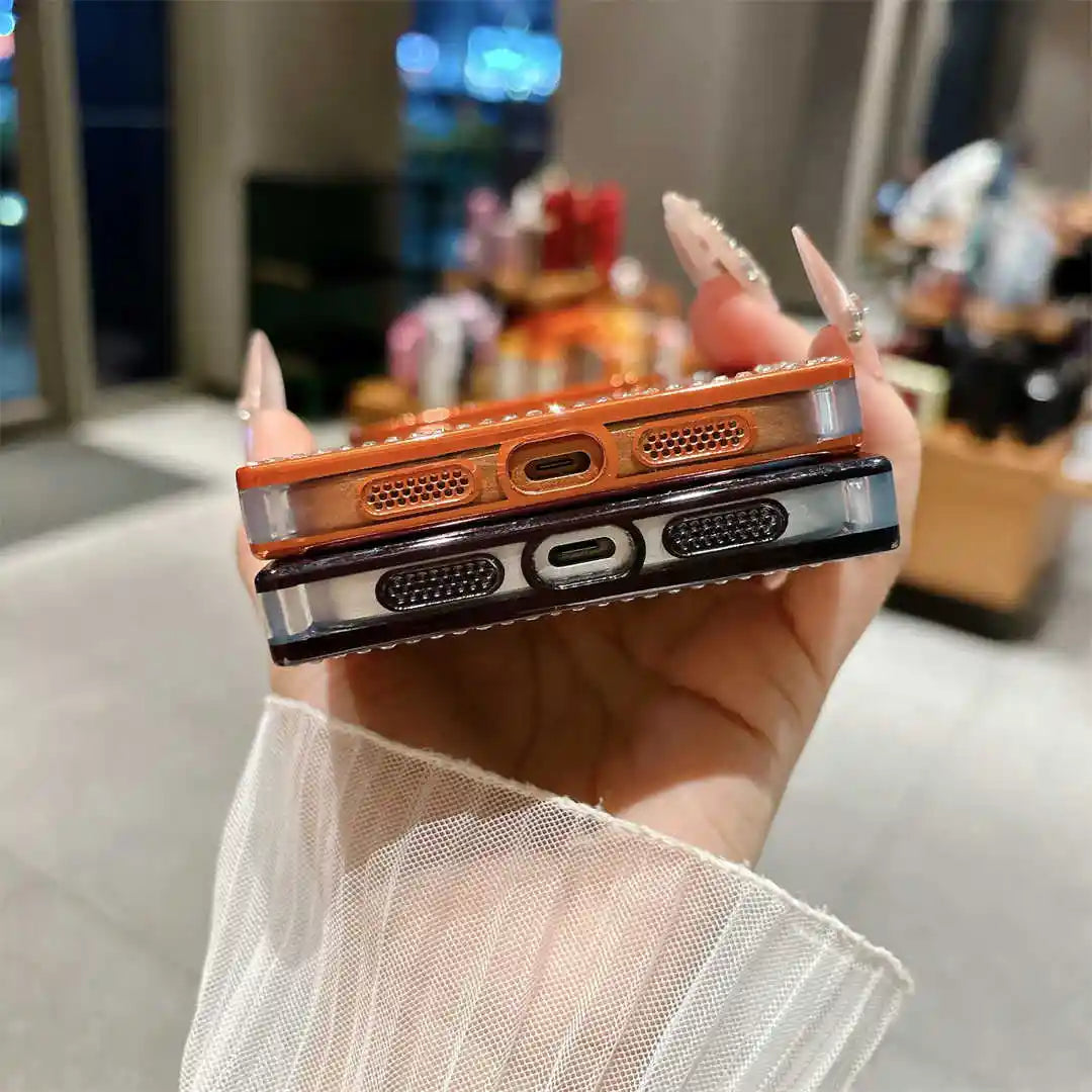 bottom of sparkly rectangle magsafe iPhone case