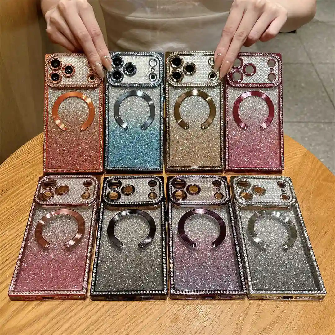 sparkly rectangle magsafe iPhone cases