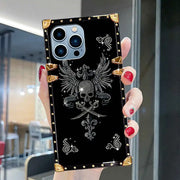 Rhinestone Skull Square-Trunk Case in a female's hand