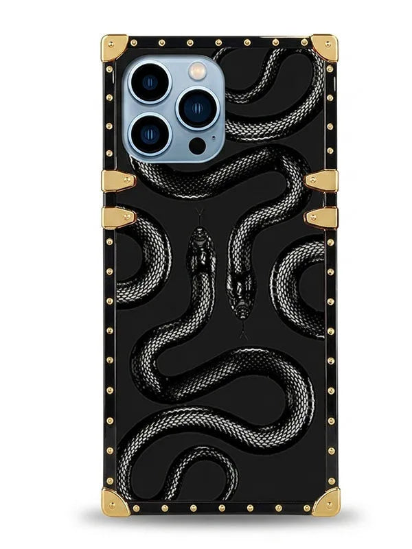 Black kingsnake square phone case