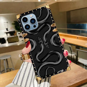 Black kingsnake square phone case in hand