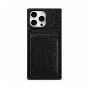 Black Noir Card Square iPhone wallet case with pebbled texture and a single rear card slot