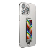 Phone case with a colorful strap attachment on a white background